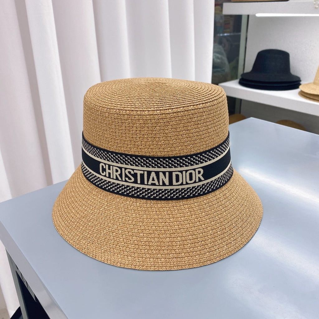 Dior Oblique Straw Bucket Hat for Women | Luxury Designer Hat - Serene
