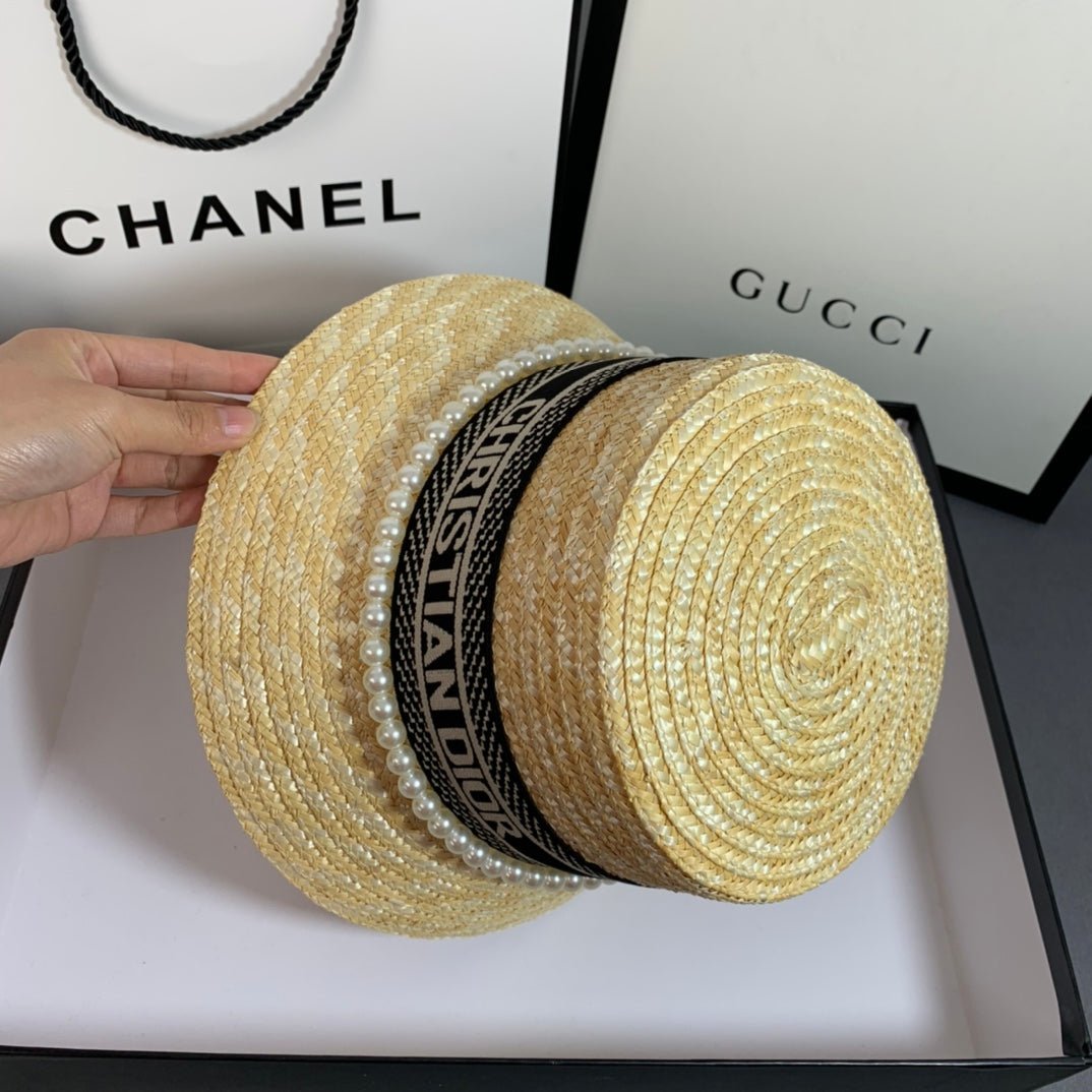 Dior Pearl Web Straw Bucket Hat - Serene