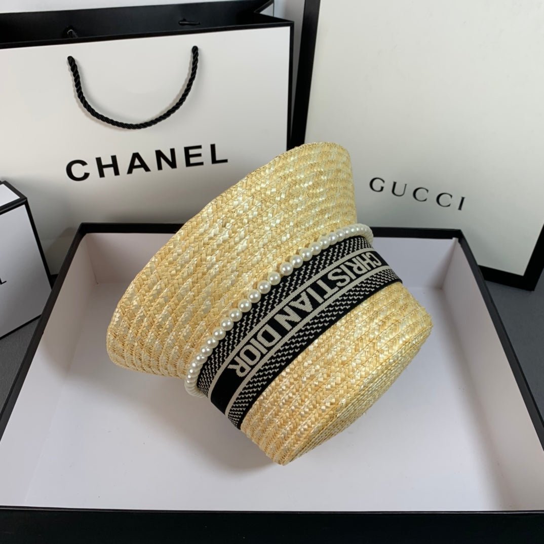 Dior Pearl Web Straw Bucket Hat - Serene