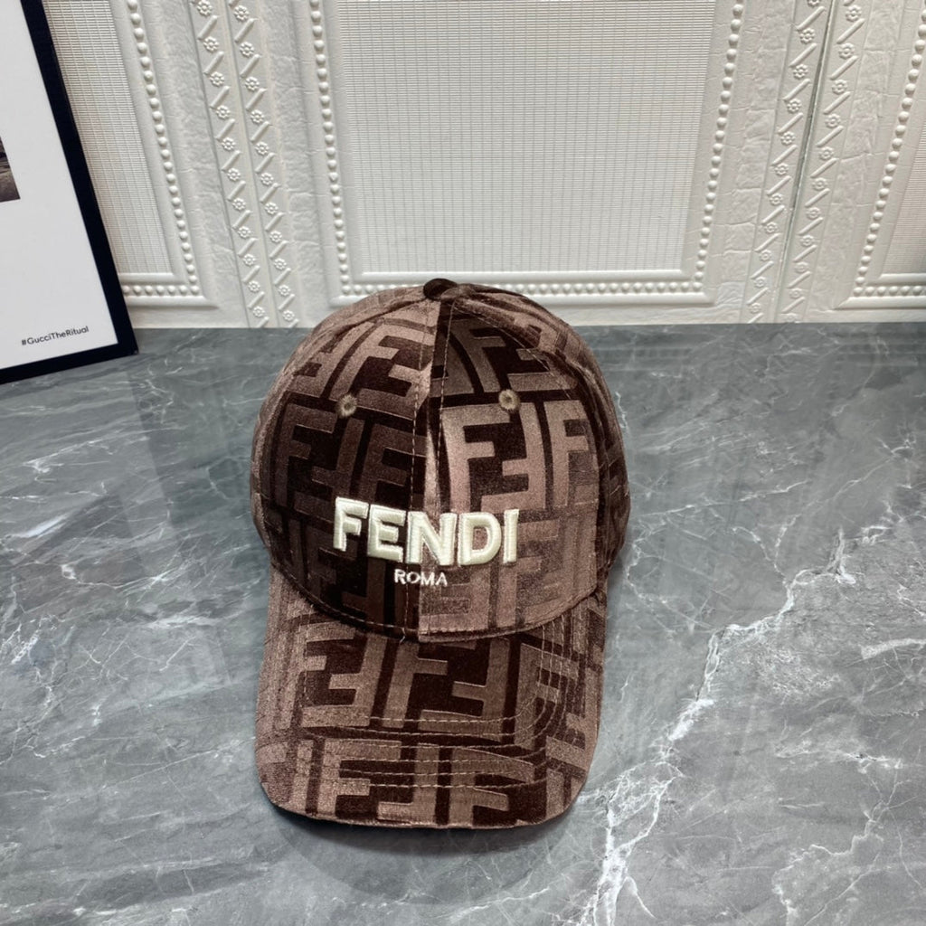 FENDI FF Gold Velvet Baseball Cap | Luxury Designer Adjustable Hat - Serene