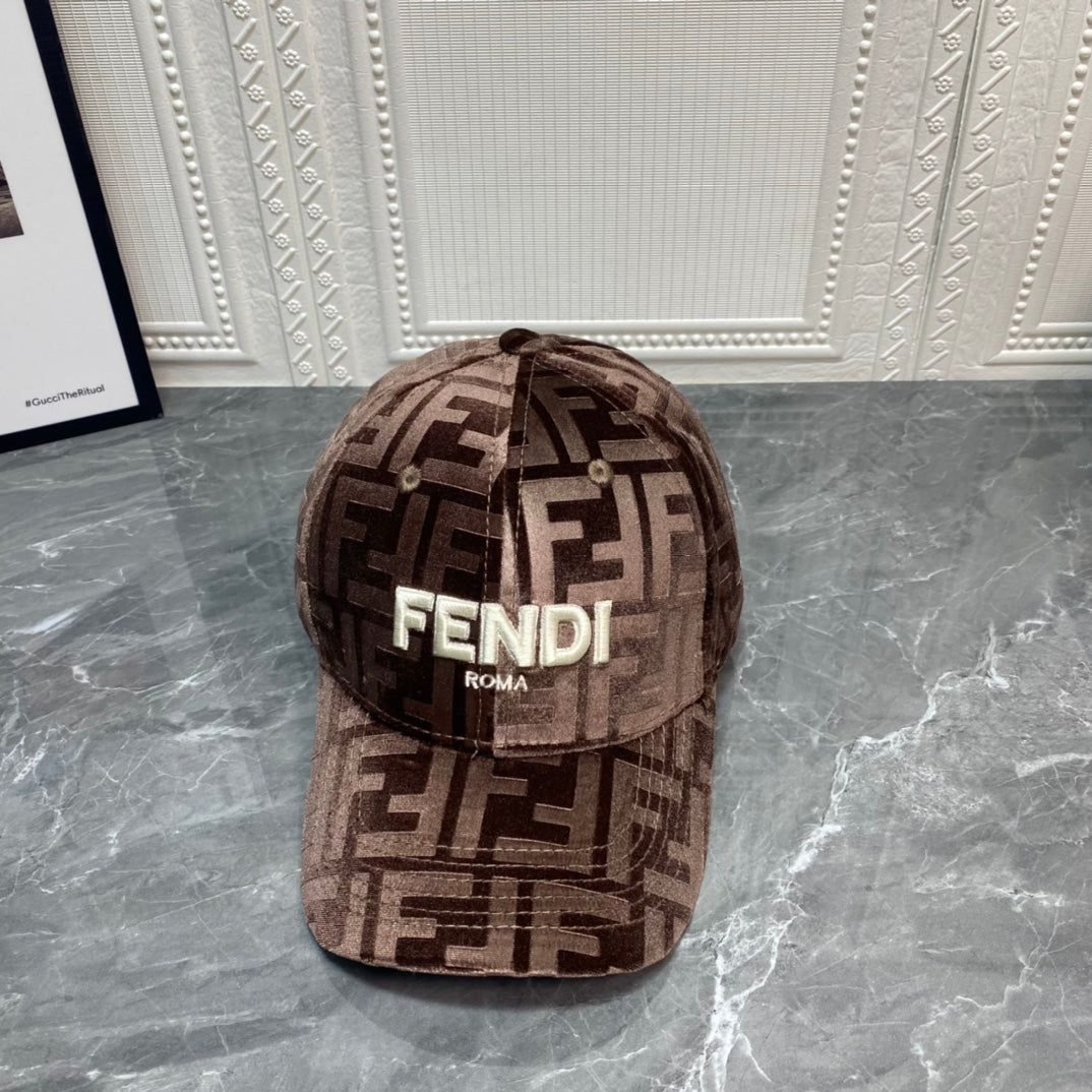 FENDI FF Gold Velvet Baseball Cap | Luxury Designer Adjustable Hat - Serene