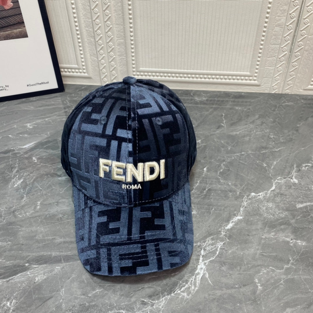 FENDI FF Gold Velvet Baseball Cap | Luxury Designer Adjustable Hat - Serene