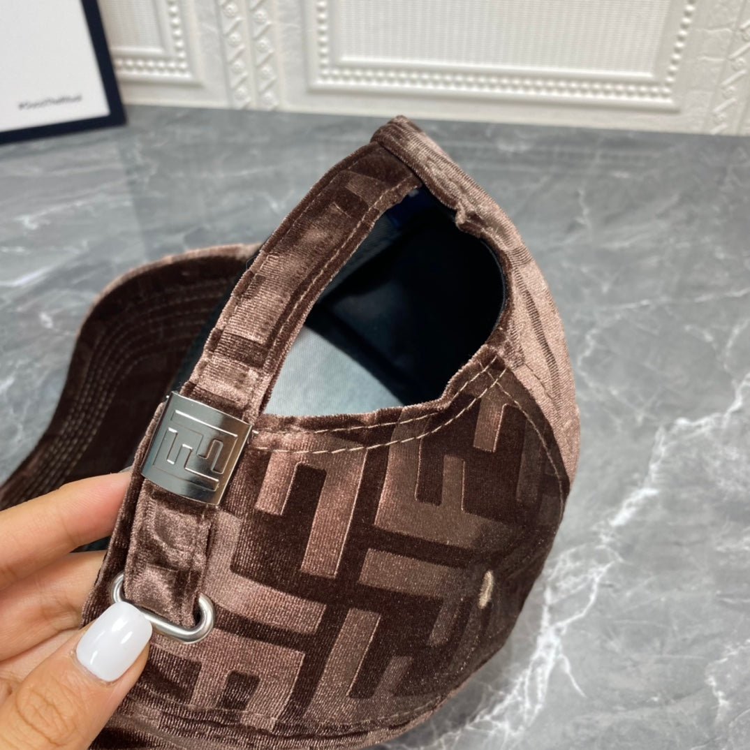 FENDI FF Gold Velvet Baseball Cap | Luxury Designer Adjustable Hat - Serene