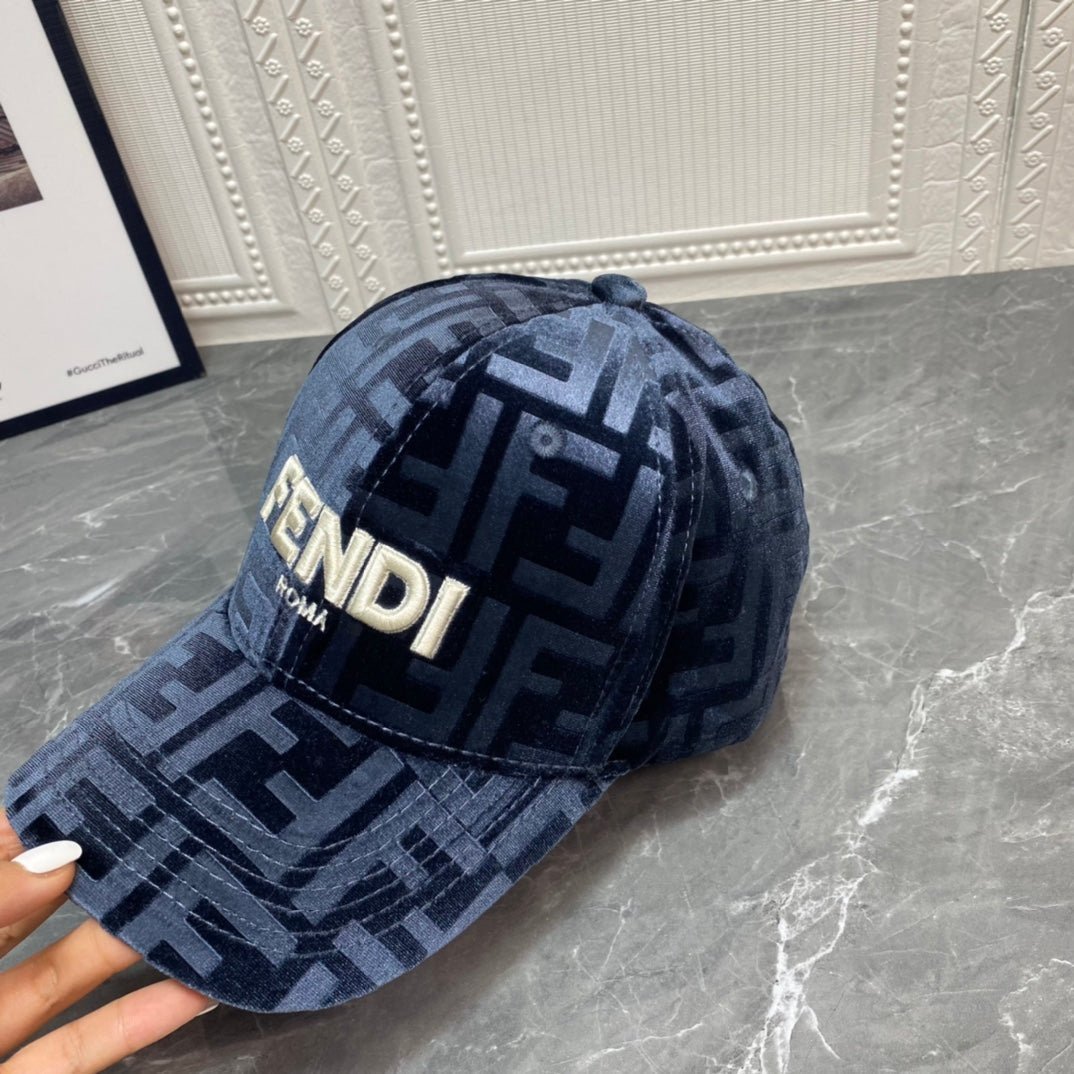FENDI FF Gold Velvet Baseball Cap | Luxury Designer Adjustable Hat - Serene
