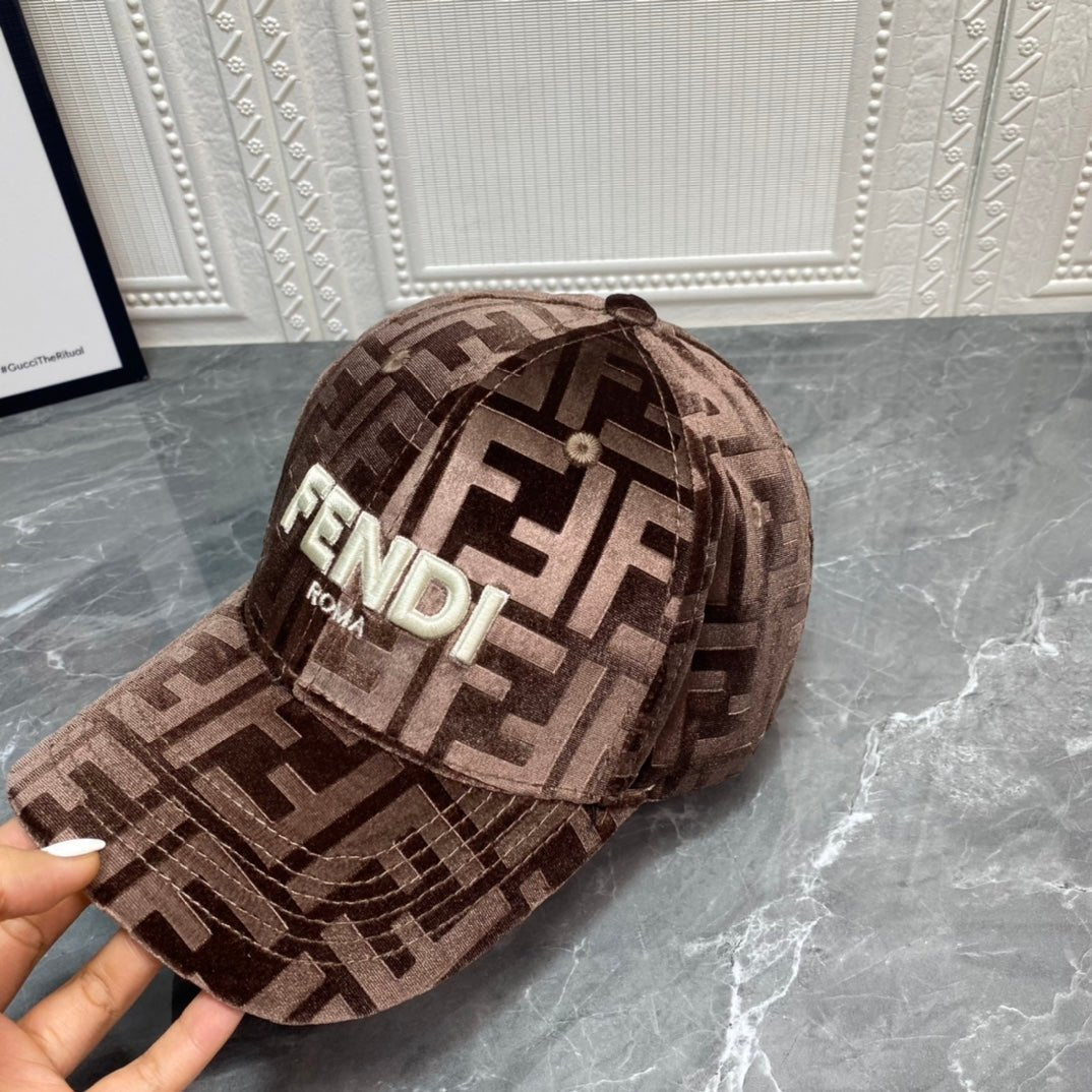 FENDI FF Gold Velvet Baseball Cap | Luxury Designer Adjustable Hat - Serene