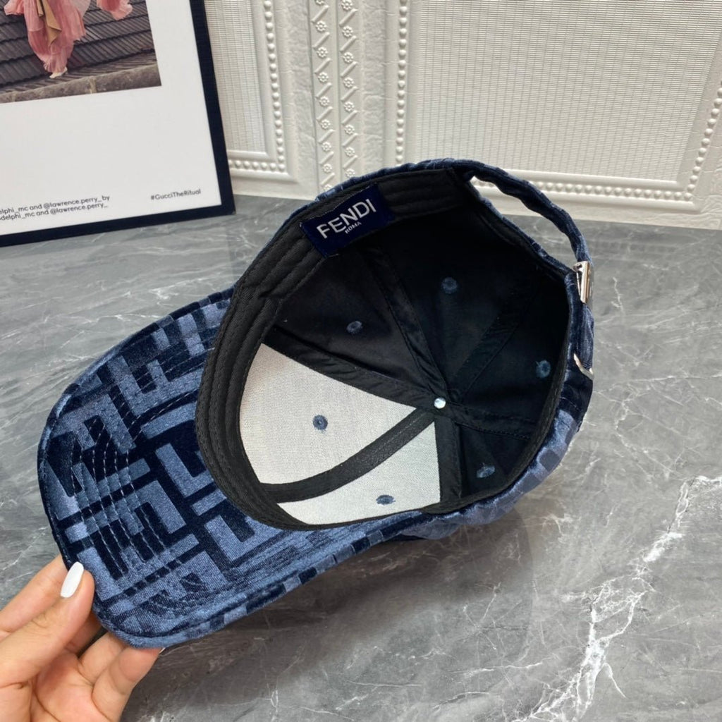FENDI FF Gold Velvet Baseball Cap | Luxury Designer Adjustable Hat - Serene