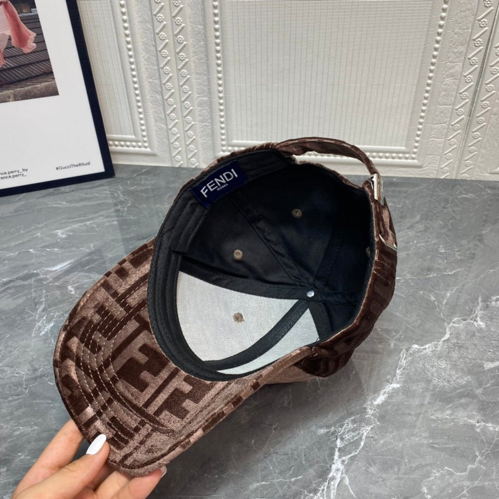 FENDI FF Gold Velvet Baseball Cap | Luxury Designer Adjustable Hat - Serene