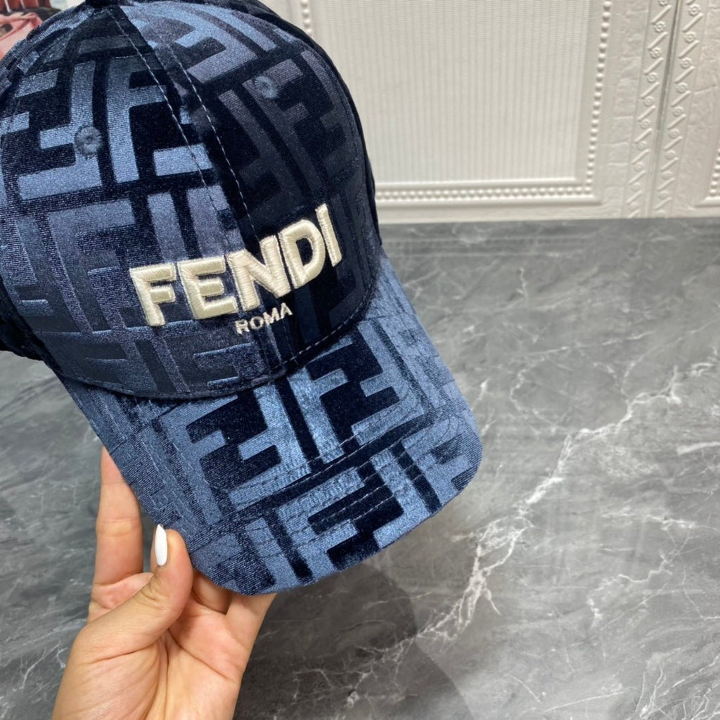 FENDI FF Gold Velvet Baseball Cap | Luxury Designer Adjustable Hat - Serene