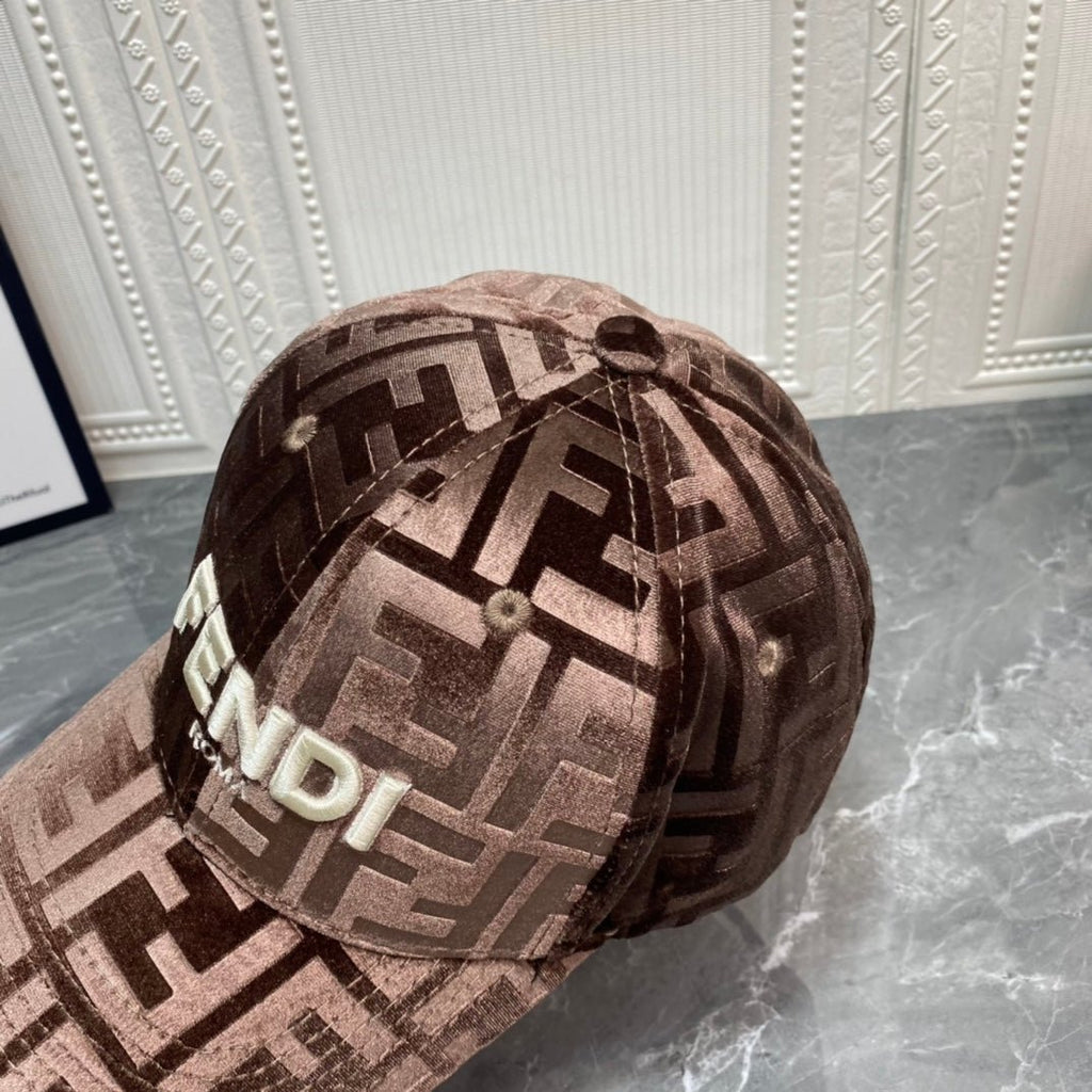 FENDI FF Gold Velvet Baseball Cap | Luxury Designer Adjustable Hat - Serene