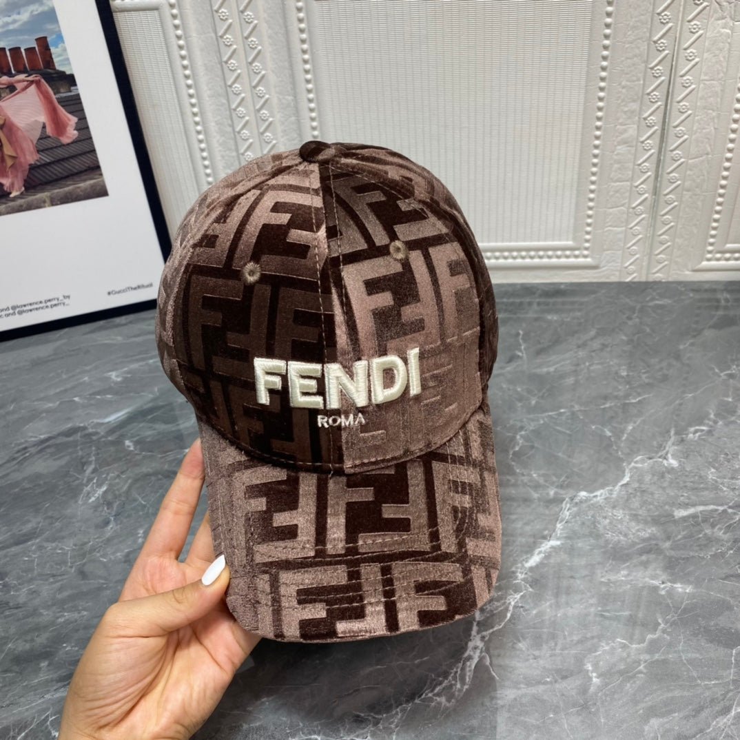 FENDI FF Gold Velvet Baseball Cap | Luxury Designer Adjustable Hat - Serene