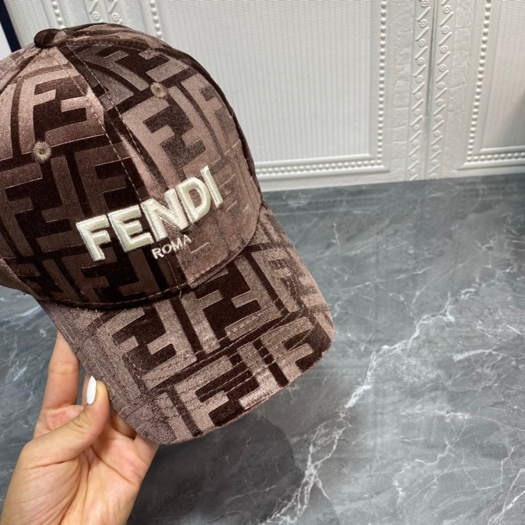 FENDI FF Gold Velvet Baseball Cap | Luxury Designer Adjustable Hat - Serene