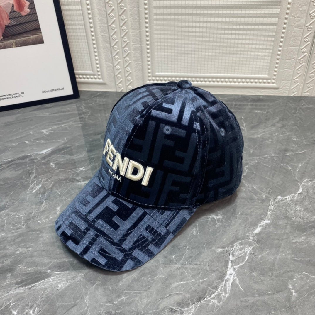 FENDI FF Gold Velvet Baseball Cap | Luxury Designer Adjustable Hat - Serene