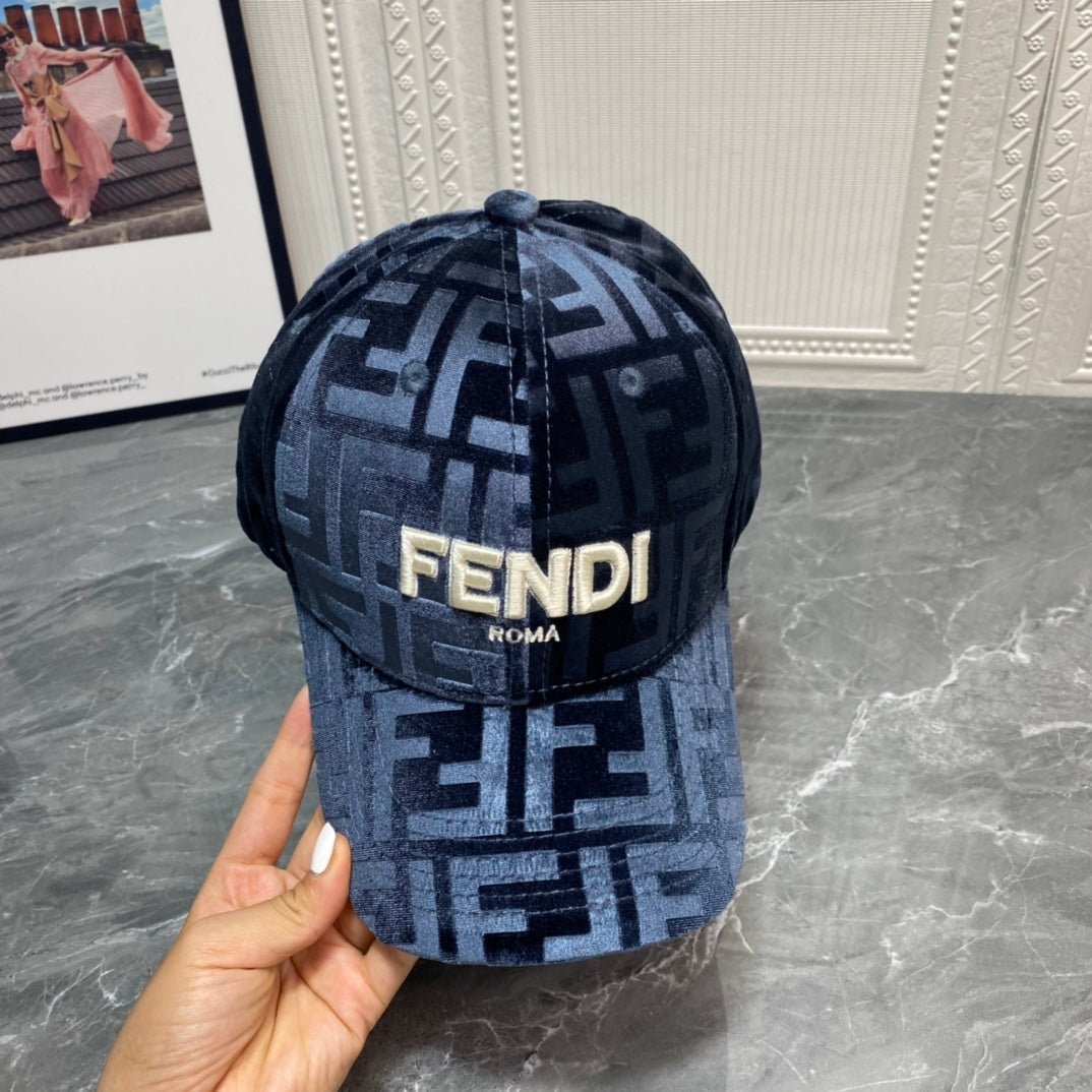FENDI FF Gold Velvet Baseball Cap | Luxury Designer Adjustable Hat - Serene