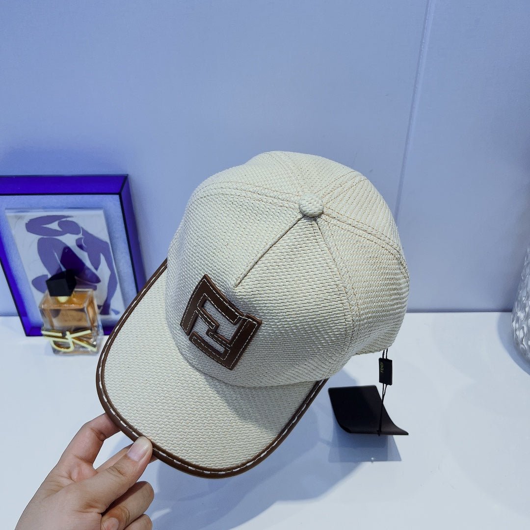 Fendi FF Leather Trim Baseball Cap - Serene