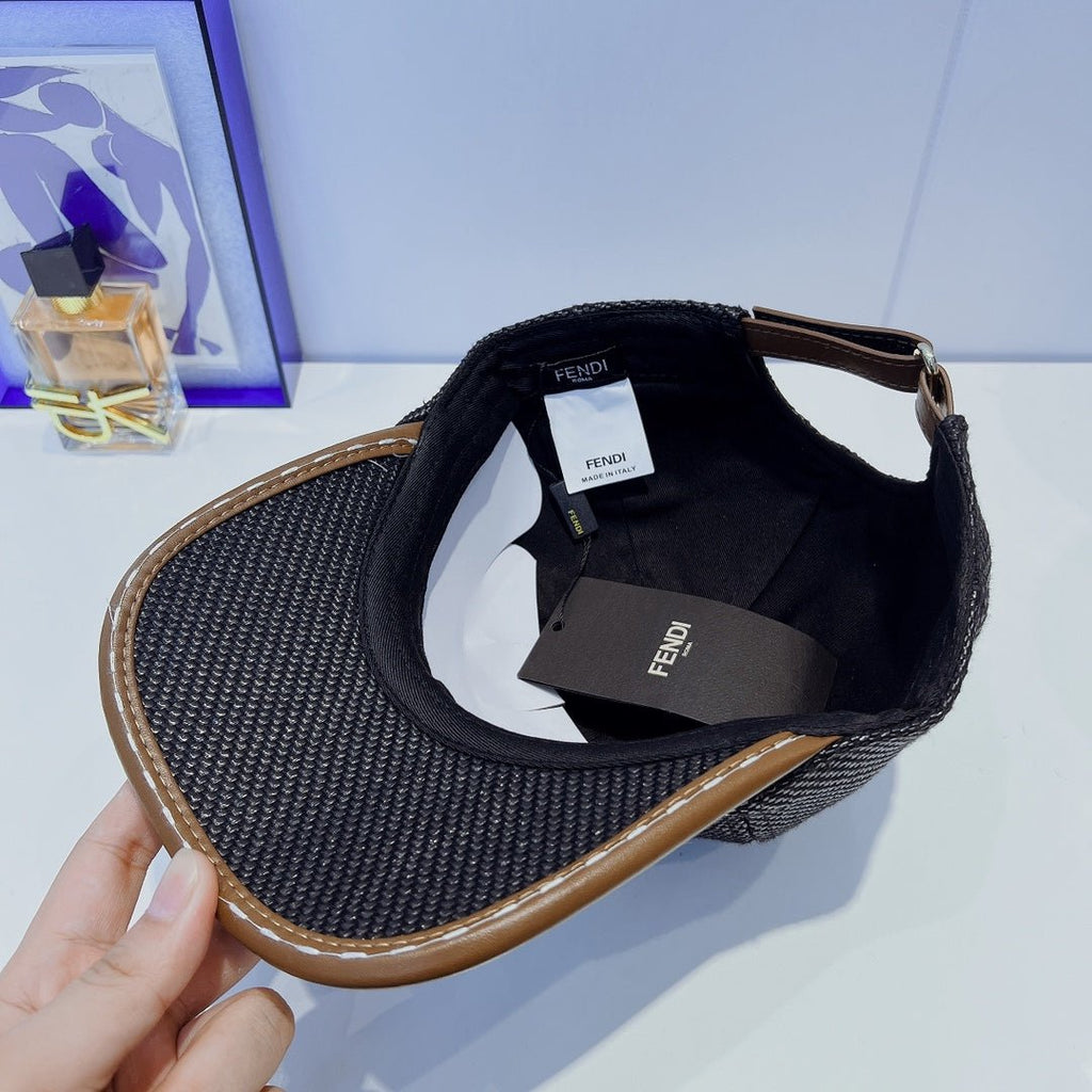 Fendi FF Leather Trim Baseball Cap - Serene