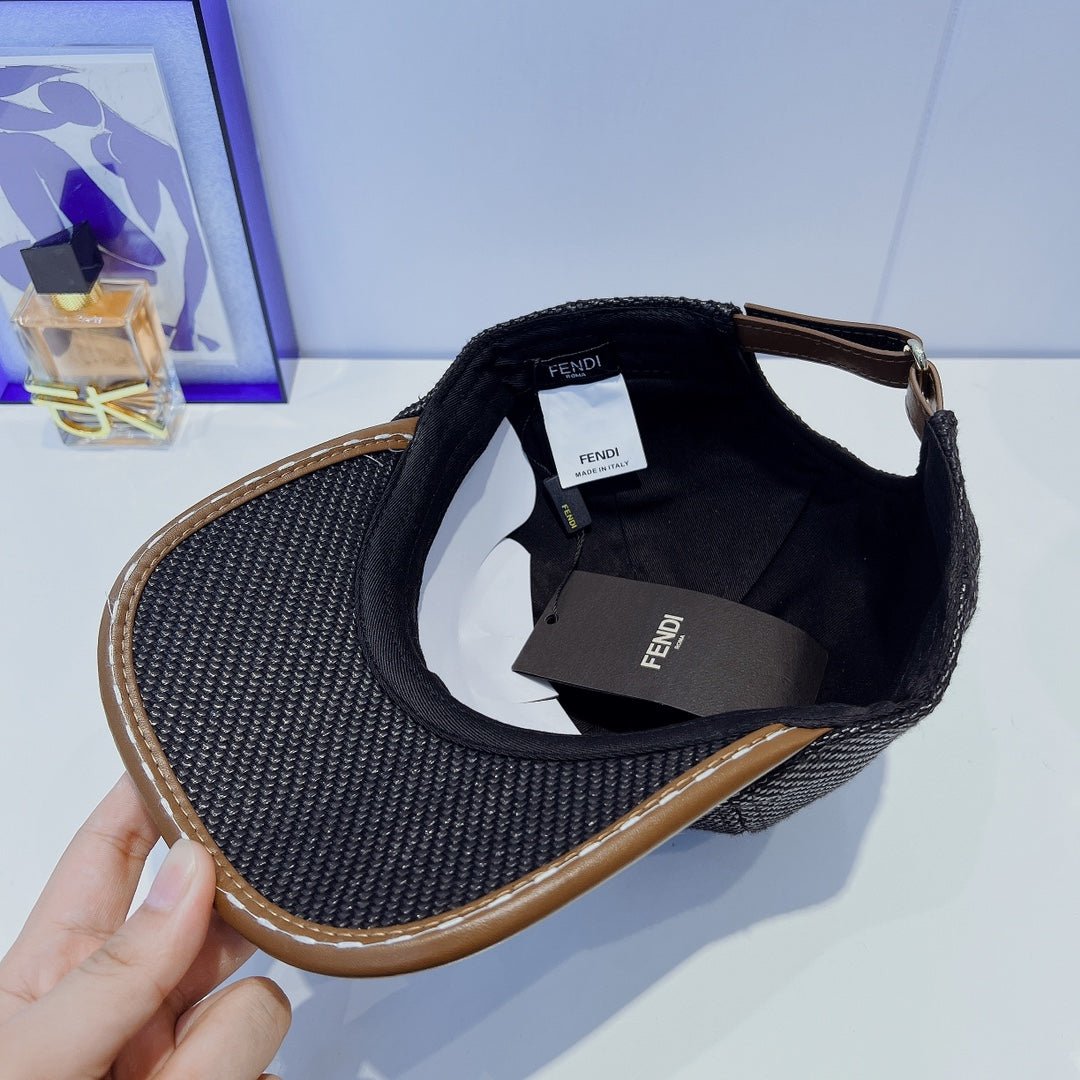 Fendi FF Leather Trim Baseball Cap - Serene