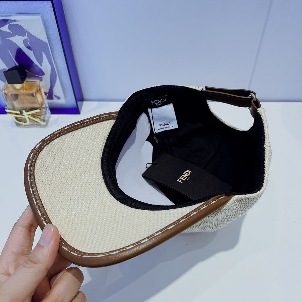 Fendi FF Leather Trim Baseball Cap - Serene