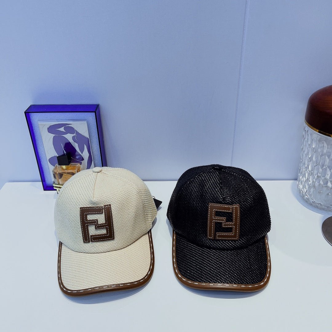 Fendi FF Leather Trim Baseball Cap - Serene