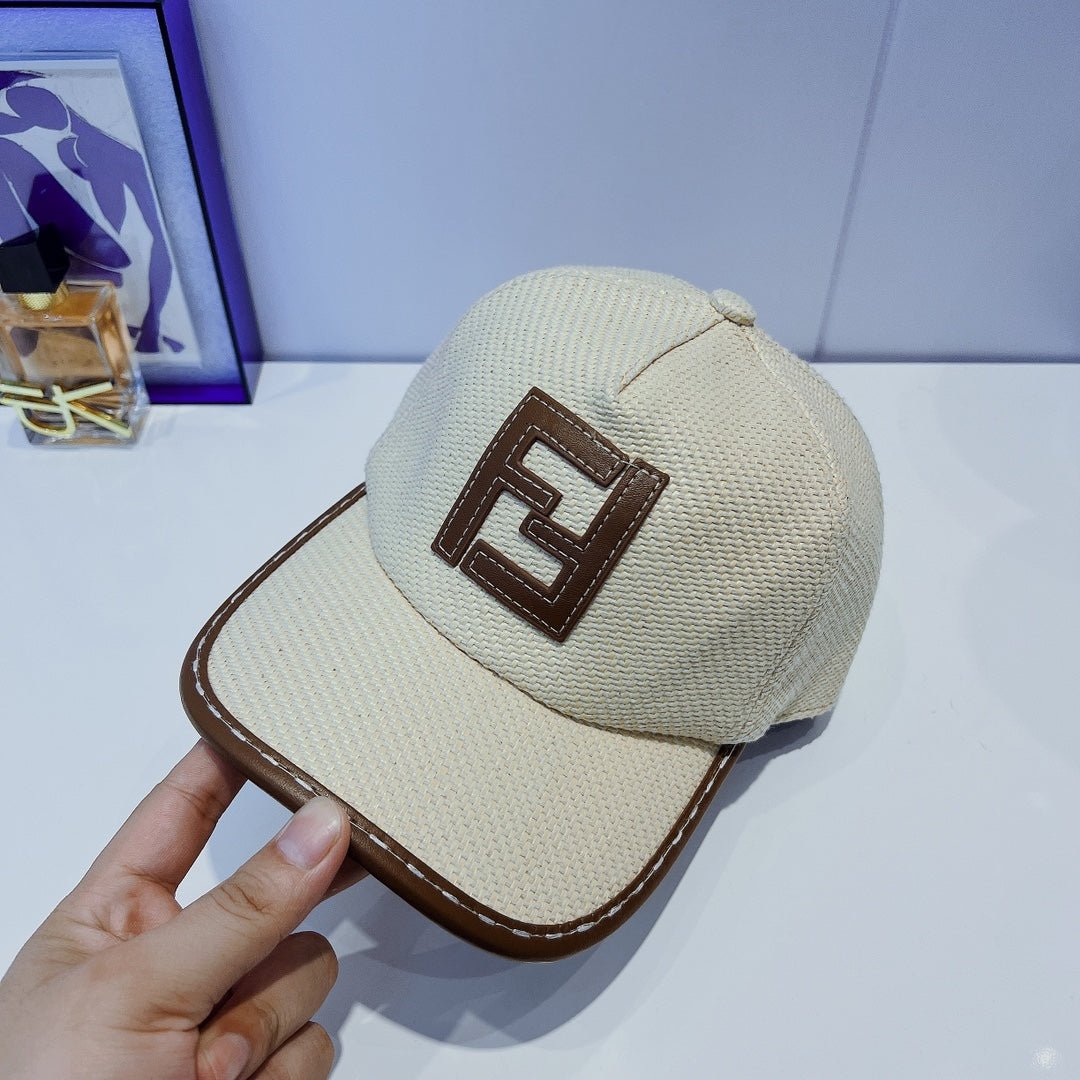 Fendi FF Leather Trim Baseball Cap - Serene