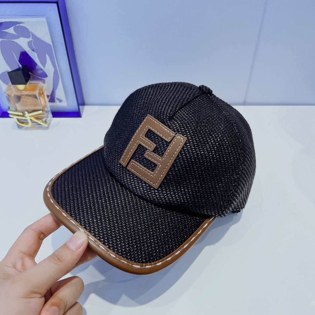Fendi FF Leather Trim Baseball Cap - Serene