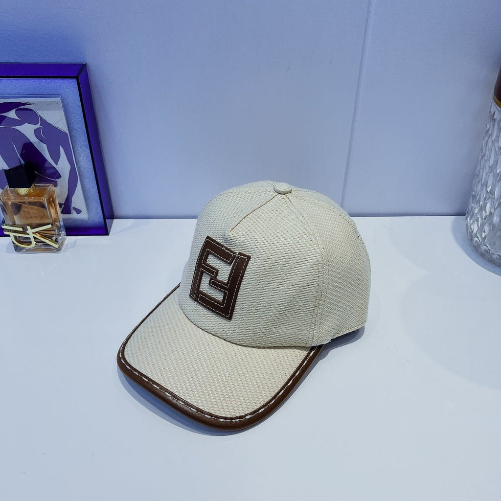Fendi FF Leather Trim Baseball Cap - Serene