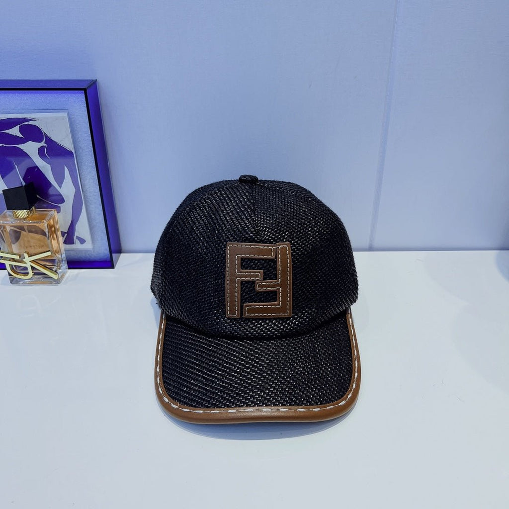 Fendi FF Leather Trim Baseball Cap - Serene