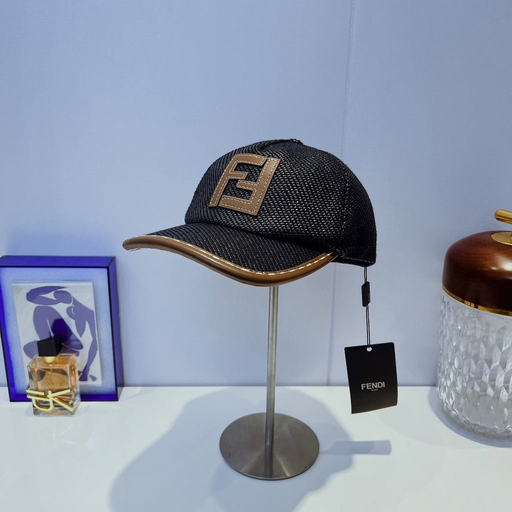 Fendi FF Leather Trim Baseball Cap - Serene