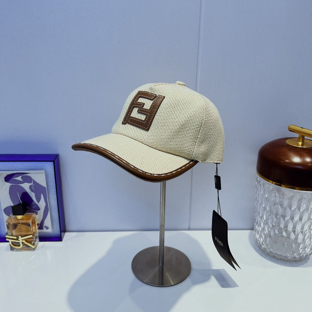 Fendi FF Leather Trim Baseball Cap - Serene