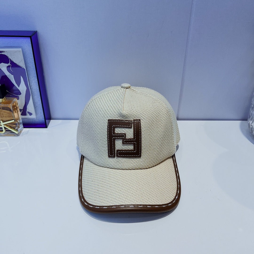 Fendi FF Leather Trim Baseball Cap - Serene