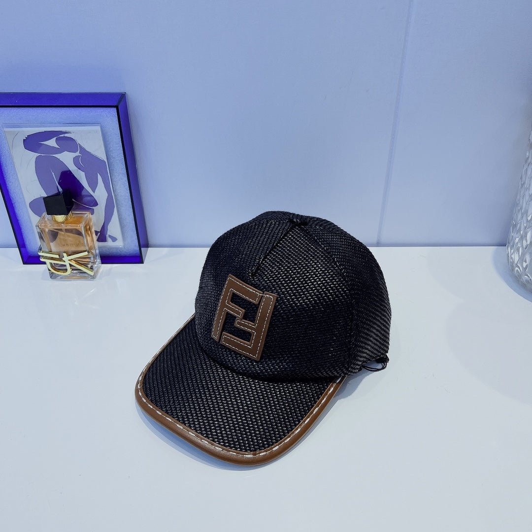 Fendi FF Leather Trim Baseball Cap - Serene
