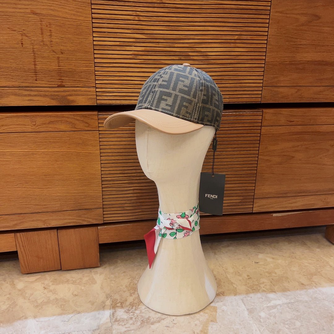 FENDI Jacquard Leather Baseball Cap | Luxury Designer Cotton Cap - Serene