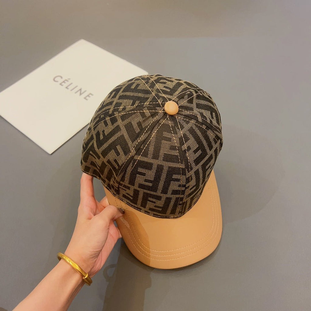 FENDI Jacquard Leather Baseball Cap | Luxury Designer Cotton Cap - Serene