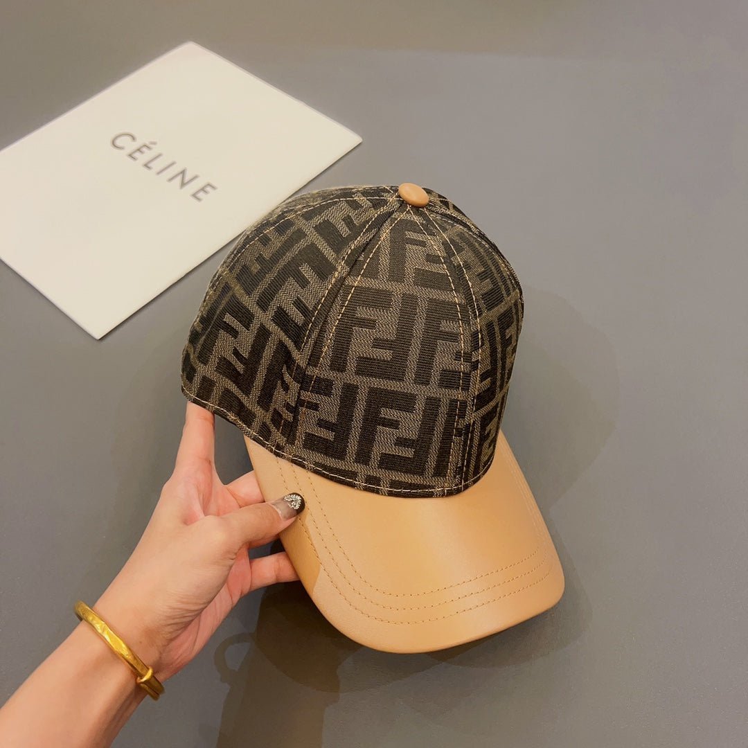 FENDI Jacquard Leather Baseball Cap | Luxury Designer Cotton Cap - Serene