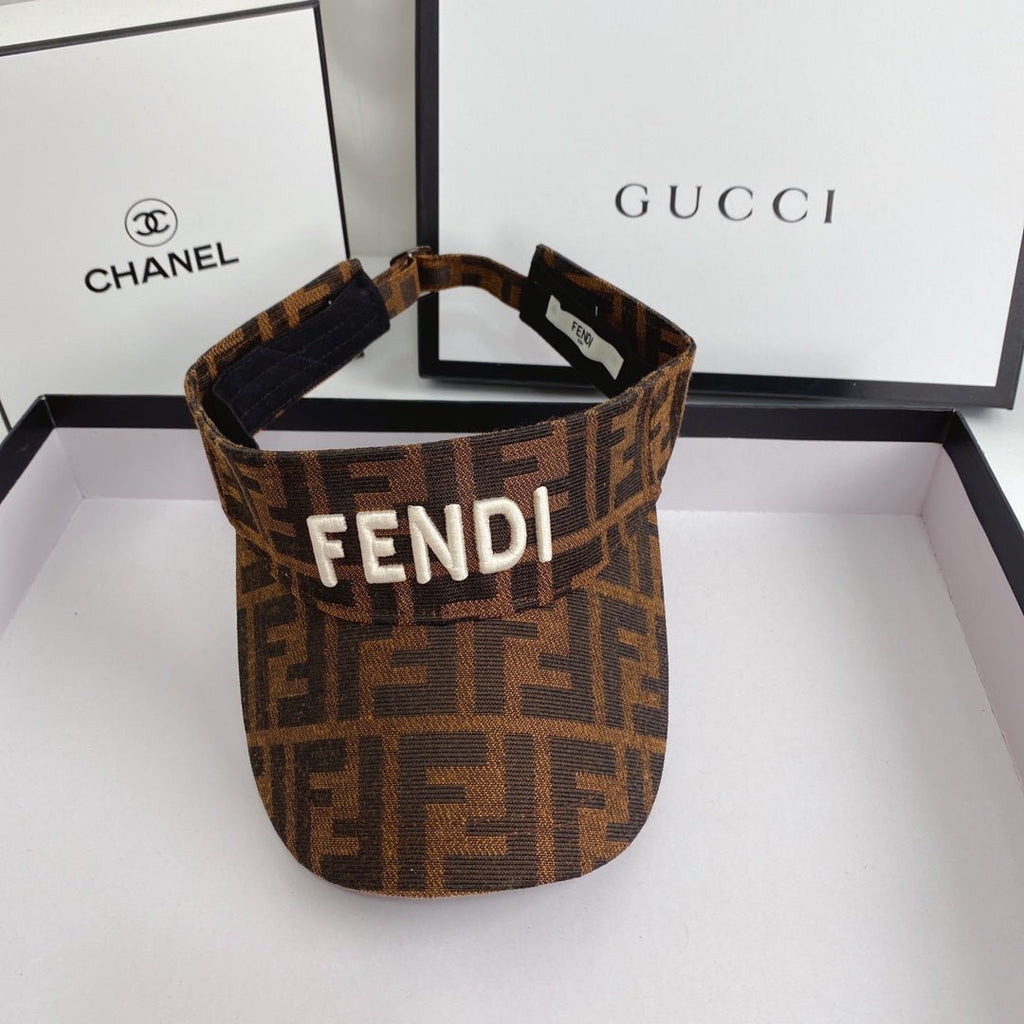 FENDI Logo Embroidered Cotton Sun Visor | Luxury Designer Adjustable Visor Hat - Serene