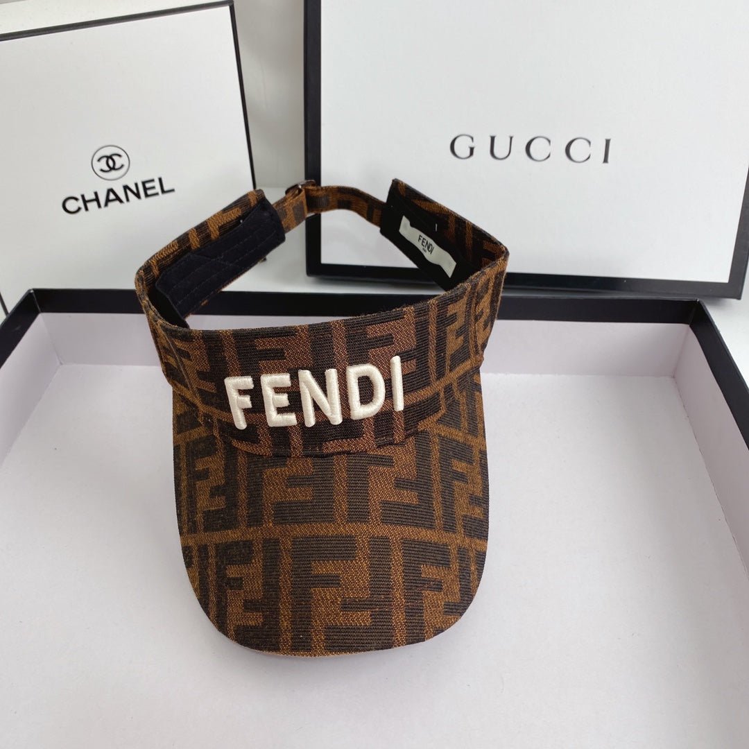 FENDI Logo Embroidered Cotton Sun Visor | Luxury Designer Adjustable Visor Hat - Serene