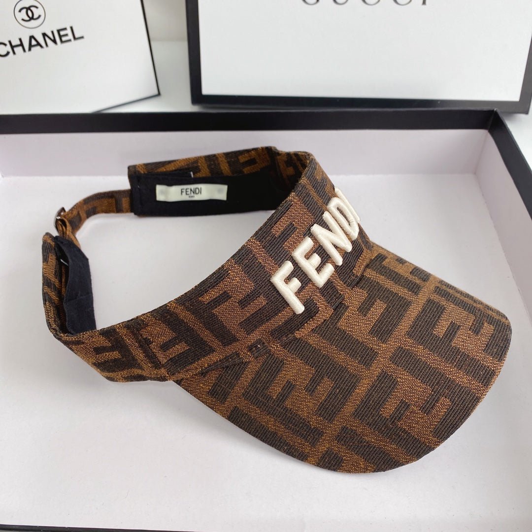 FENDI Logo Embroidered Cotton Sun Visor | Luxury Designer Adjustable Visor Hat - Serene