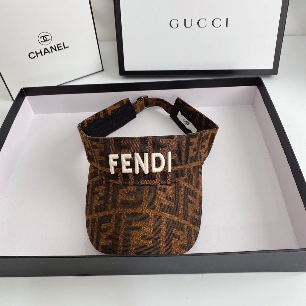FENDI Logo Embroidered Cotton Sun Visor | Luxury Designer Adjustable Visor Hat - Serene