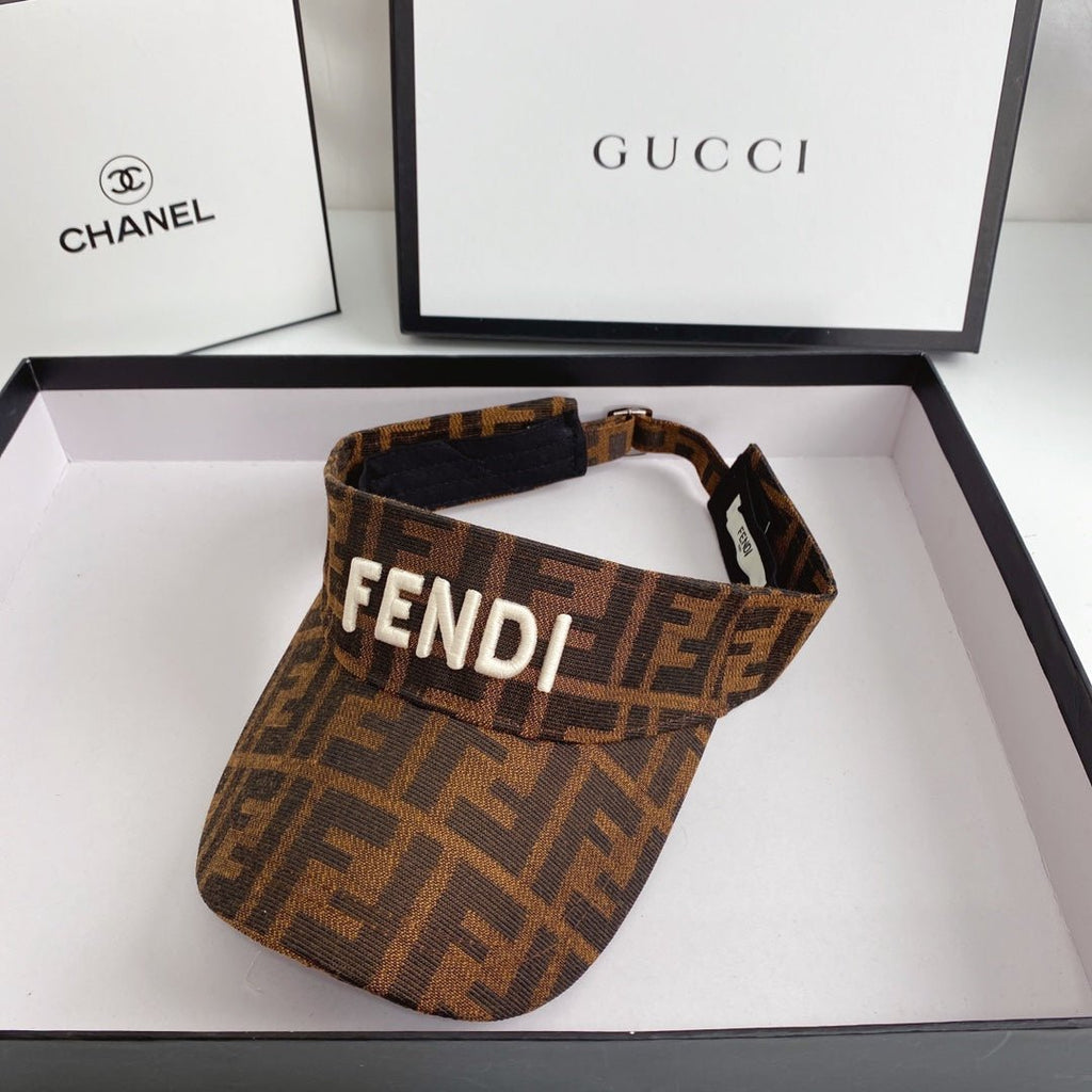FENDI Logo Embroidered Cotton Sun Visor | Luxury Designer Adjustable Visor Hat - Serene