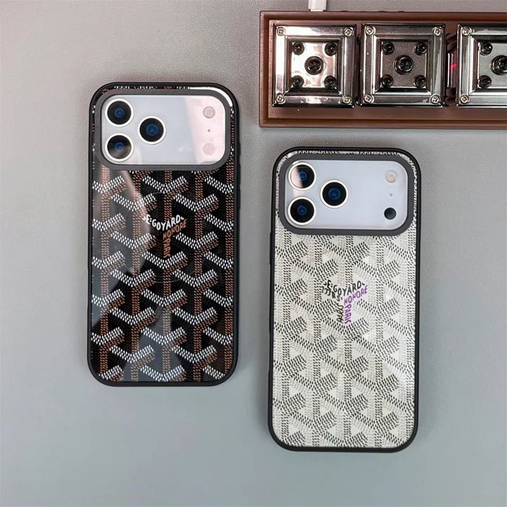Goyard iPhone 18 Pro Case – Magsafe Luxury Protective Cover Chevron Black - Serene