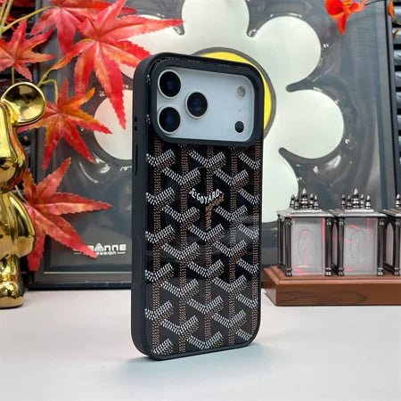 Goyard iPhone 18 Pro Case – Magsafe Luxury Protective Cover Chevron Black - Serene