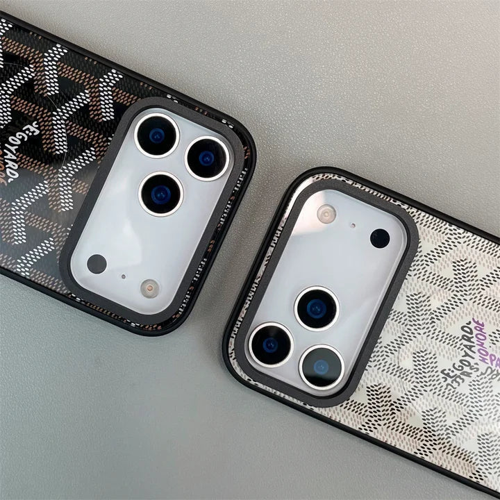 Goyard iPhone 18 Pro Case – Magsafe Luxury Protective Cover Chevron Black - Serene
