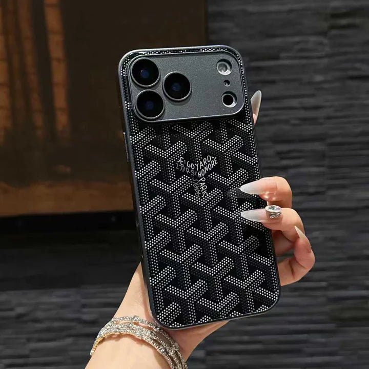 Goyard iPhone 18 Pro Case – Monogram Goyard Vintage Designer Cover Silver - Serene