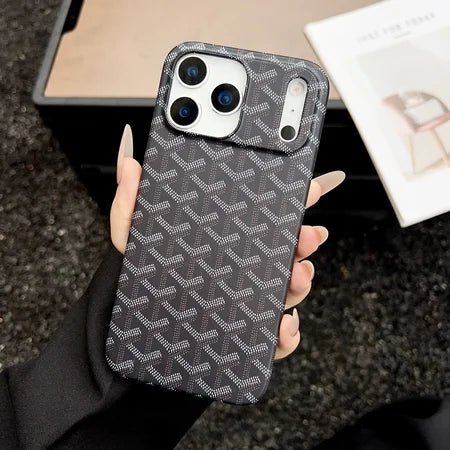 Goyard iPhone 18 Pro Case – Vintage Monogram Luxury Cover - Black - Serene