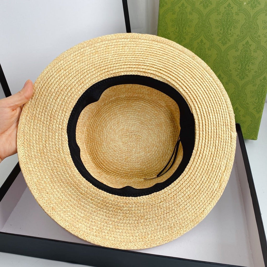 Gucci Double G Woven Raffia Fabric Sun Hat for Women | Luxury Designer Beach Hat - Serene