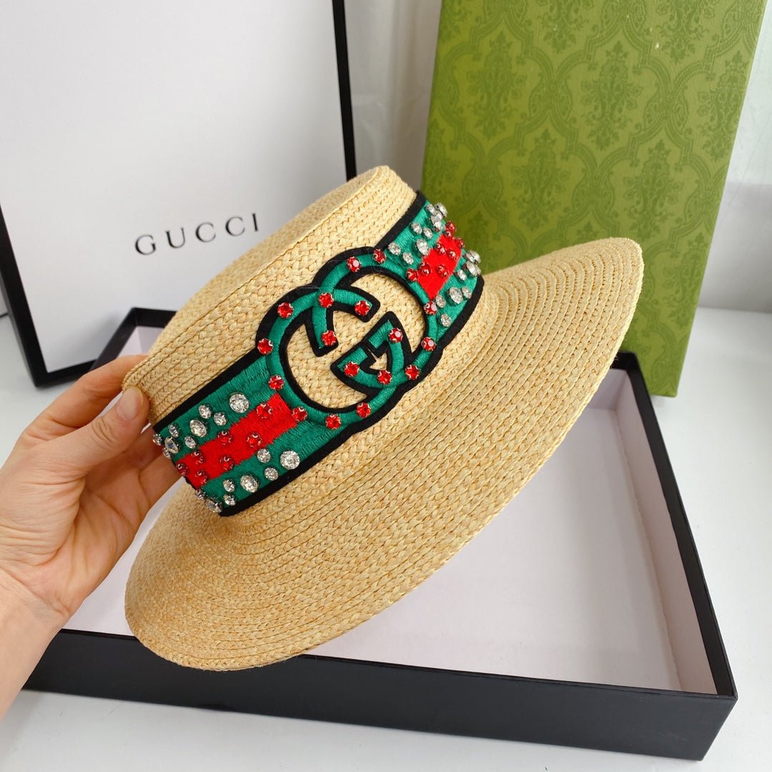 Gucci Double G Woven Raffia Fabric Sun Hat for Women | Luxury Designer Beach Hat - Serene