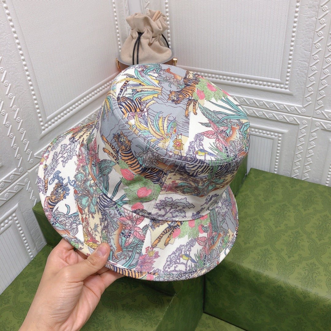 Gucci Floral Tiger Cotton Bucket Hat | Luxury Designer Botanical Bucket Hat - Serene