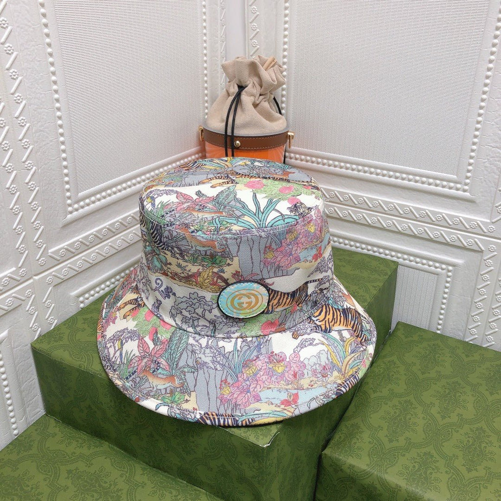 Gucci Floral Tiger Cotton Bucket Hat | Luxury Designer Botanical Bucket Hat - Serene