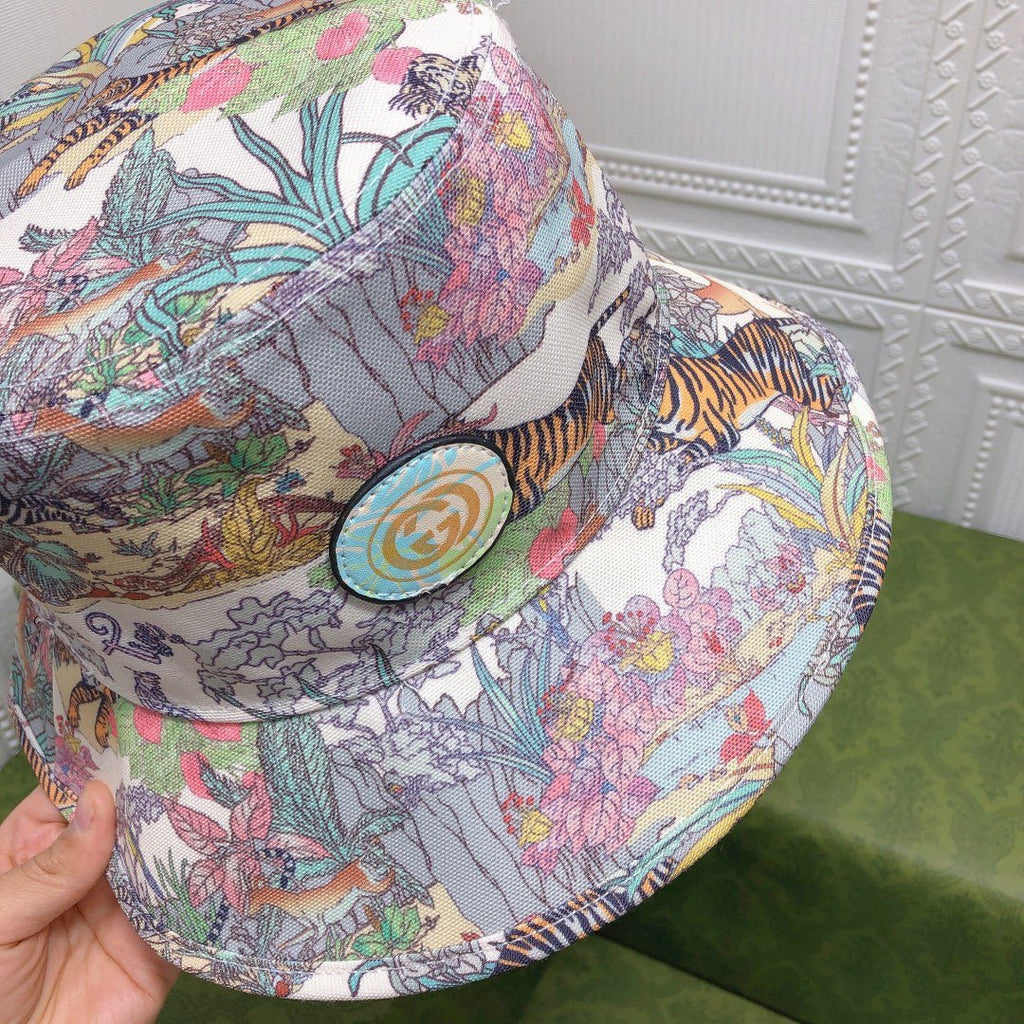 Gucci Floral Tiger Cotton Bucket Hat | Luxury Designer Botanical Bucket Hat - Serene