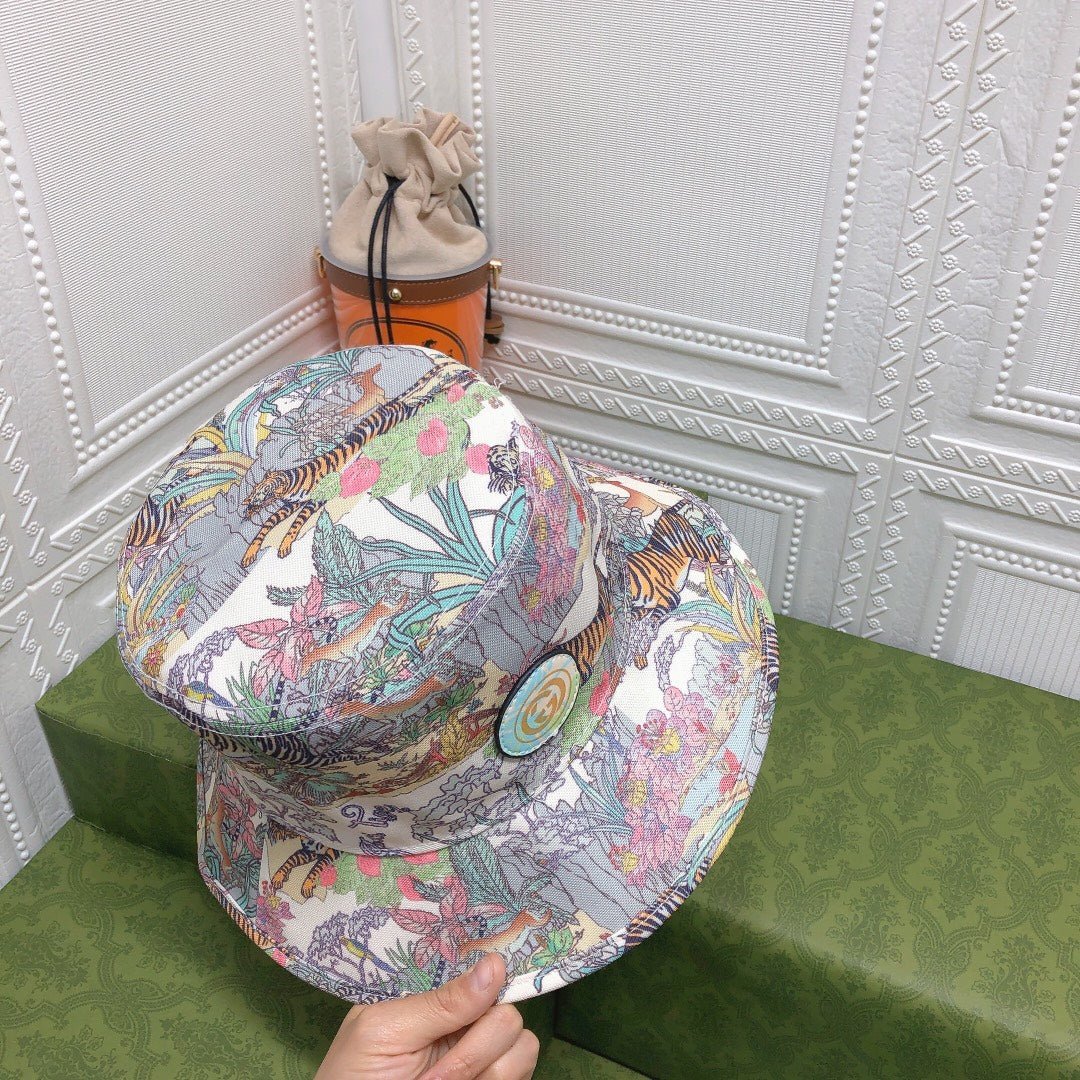 Gucci Floral Tiger Cotton Bucket Hat | Luxury Designer Botanical Bucket Hat - Serene