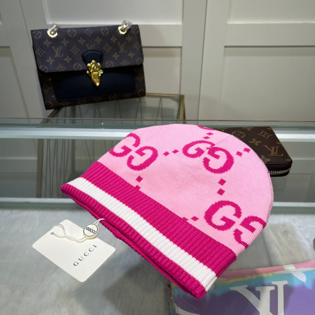 Gucci GG Jacquard Wool Knit Beanie | Luxury Designer Winter Hat - Serene